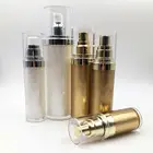 Shiny gold lotion bottle with pump cosmetic flat plastic spray bottle