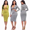 Plus size hollow out dress long sleeve club party wear sexy night dress for women