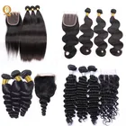 Wholesale Hair Vendors 100% Virgin Hair Bundles Free Sample Brazilian Virgin Human Hair Bundles With Lace Closure