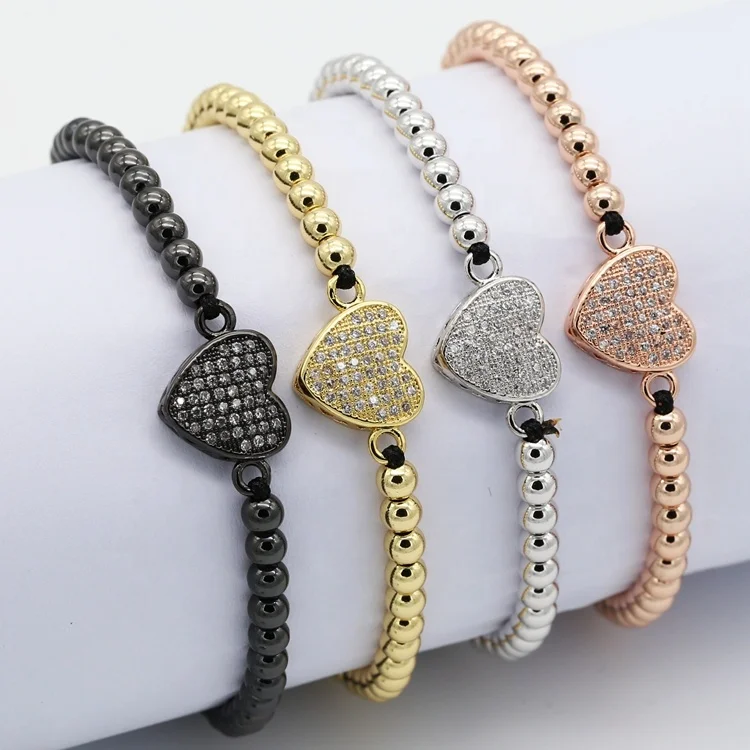 Micro pave zircon brass jewelry heart bracelet, Gold;silver;rose gold and black 
Micro pave zircon brass jewelry heart bracelet, Gold;silver;rose gold and black