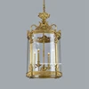 French Gilt Bronze Lantern With Engraved Glass Panels Chandelier with 4 Light