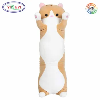 E440 Cartoon Cute Cat Shaped Long Throw Pillows Soft Body Sleeping