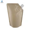 500ml flat bottom standing ziplock reusable kraft paper biodegradable energy spout drink pouch