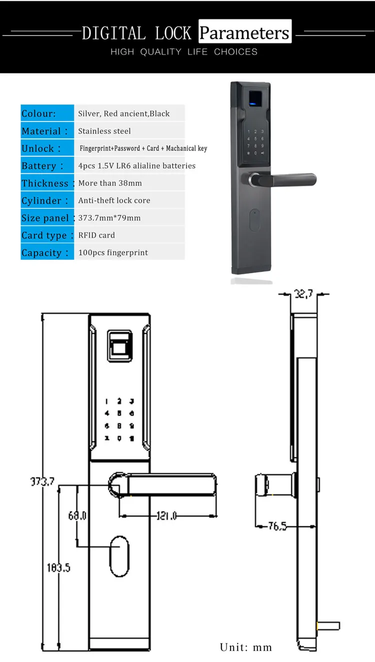 biometric fingerprint door lock intelligent electronic lock