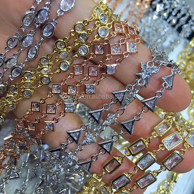 BC1165 Oval Triangle Round Rectangle Diamond CZ Cubic Zircon Bezel Link Rosary Chains for Choker Necklace
BC1165 Oval Triangle Round Rectangle Diamond CZ Cubic Zircon Bezel Link Rosary Chains for Choker Necklace