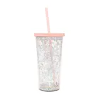 wholesale custom logo 20oz photo insert personalized travel insulated glitter plastic tea tumbler cups with straw