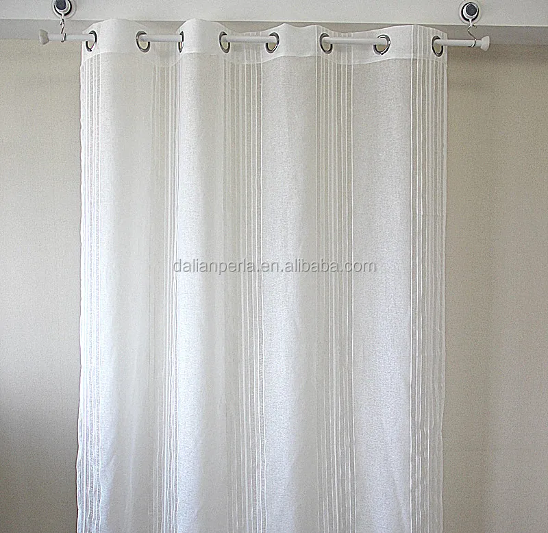 Romantic Shabby Style White Polyester Sheer Curtain with Eyelets For Living Room