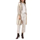 High quality ladies virgin wool and cashmere hand-finished blanket stripe coat autumn jacket
