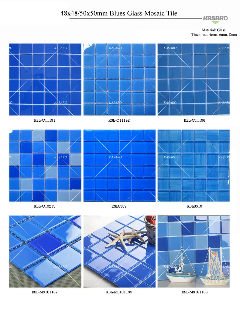 48x48 50x50 blues glass mosaic tile