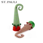 traditional festival items fabric stripe elf hat christmas tree topper for decoration