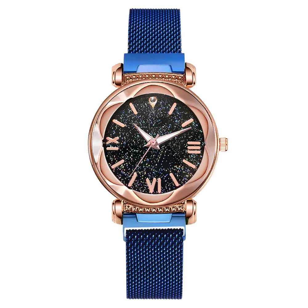 

Meibo Women Mesh magnetic Strap Starry Sky Quartz Wrist Purple Watches For Women JAW-0591