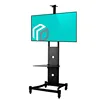 Mobile TV Cart Floor Stand with Glass Tray VESA Bracket Mount for LCD LED Home Exhibition Display Trolley Designs with Wheels