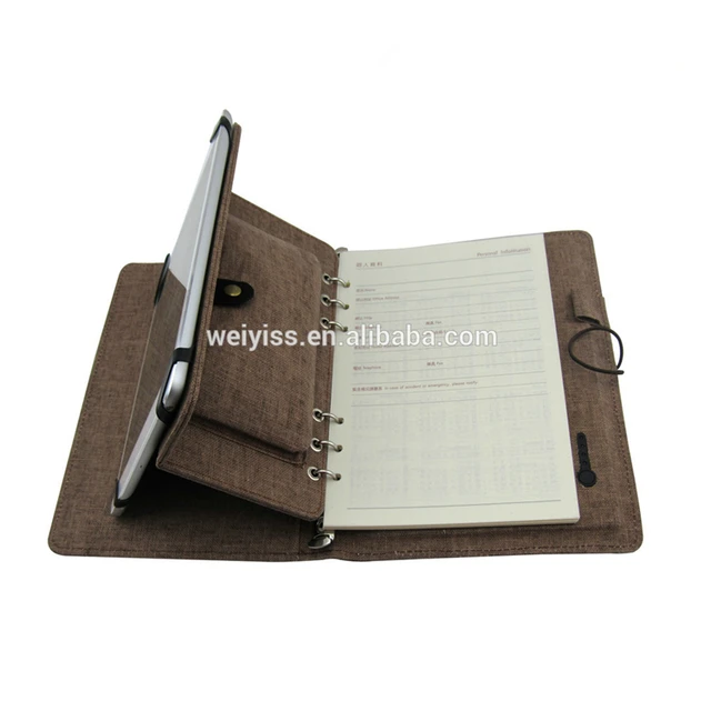 2018 high quality classic natural linen diary with powerbank