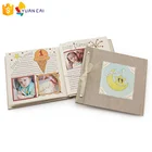 Custom coloring printing baby memory book with photo album and linen cloth cover book