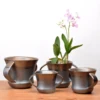 Classic western household double handle flower pots , antique rustic galvanized planter
