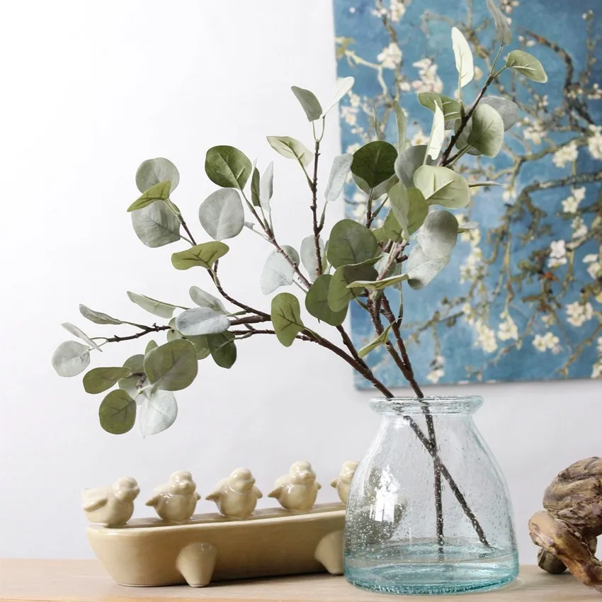Silk Eucalyptus Branches Artificial Flower Faux Eucalyptus Weeping Stem Silk Flowers Foliage