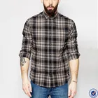 curved hem latest shirts for men pictures long sleeve 100% cotton plaid flannel shirt for men