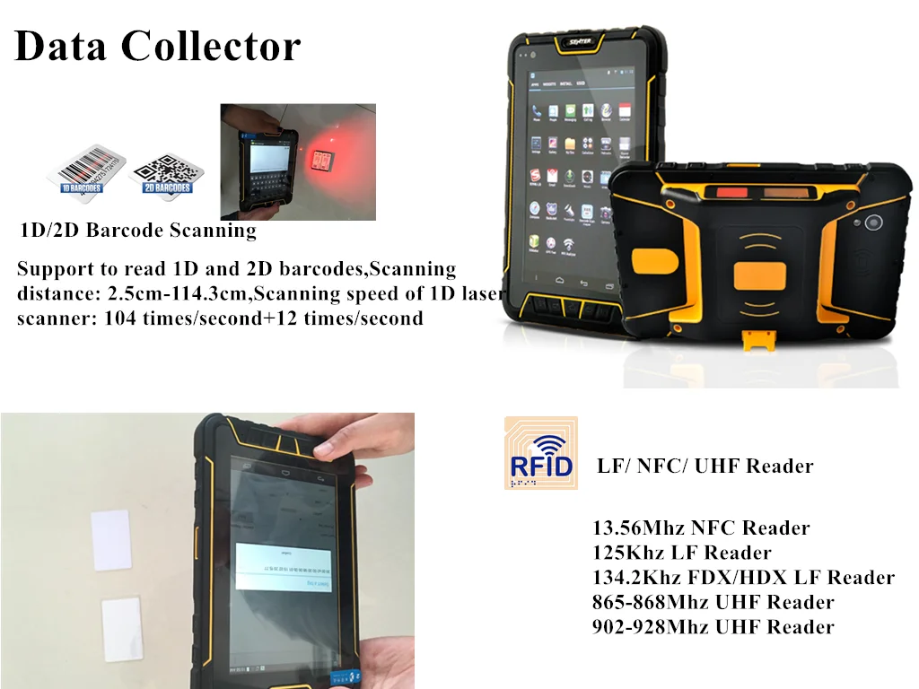 7inch factory rugged Tablet barcode scanner with android 9 os NFC RFID reader 4G RAM 64G ROM 13MP Camera IP67 waterproof