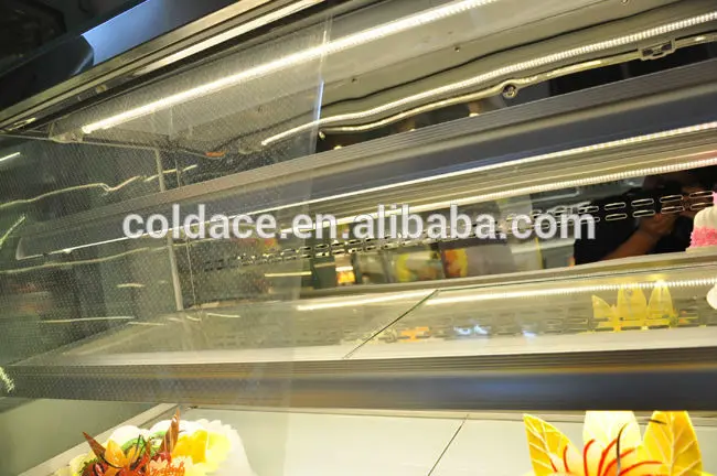 Front open bakery refrigerated showcase freezer without door