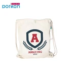 Eco Friend Custom Recycled Cotton Canvas Shopping Drawstring Bag With Logo Printed