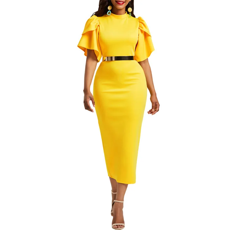 Women Zipper Plus Size Summer Bodycon Ladies Midi Sheath Slim Office Yellow Ruffle Dresses, Yellow;purple;blue
Women Zipper Plus Size Summer Bodycon Ladies Midi Sheath Slim Office Yellow Ruffle Dresses, Yellow;purple;blue