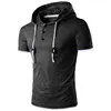 Wholesale new design 100% polyester oem logo blank plain short sleeve with hood custom t shirt men