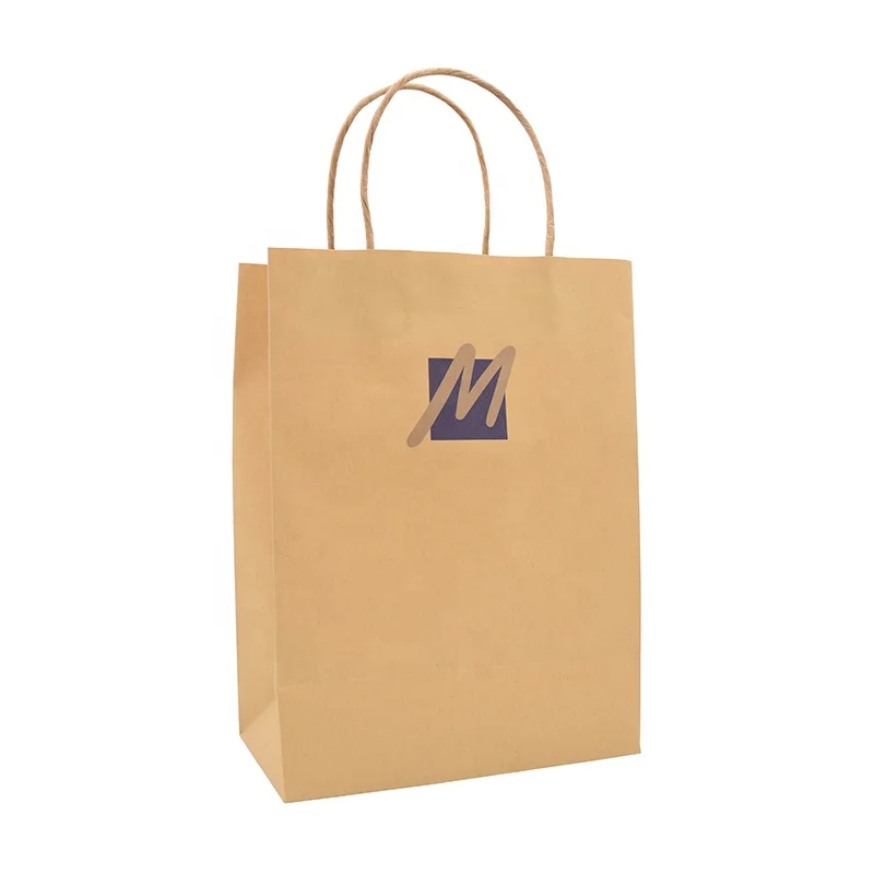 custom logo printed handle folding kraft paper bag for gift