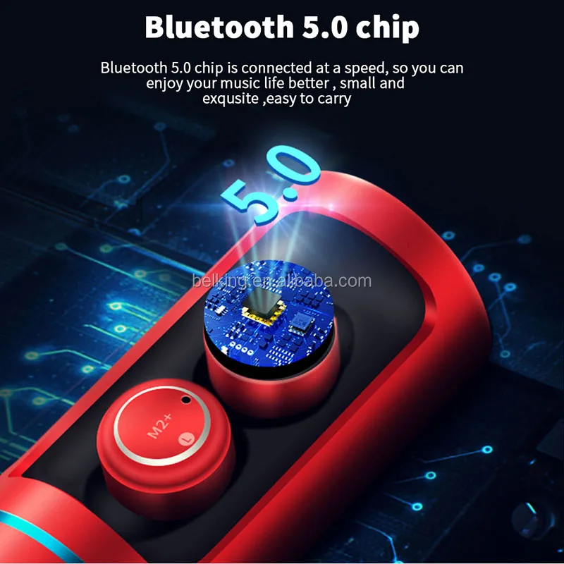 True Wireless 5.0 Bluetooth Headset IPX5 Waterproof TWS Stereo Sports Earphones Earbuds with Charging Case - ANKUX.COM