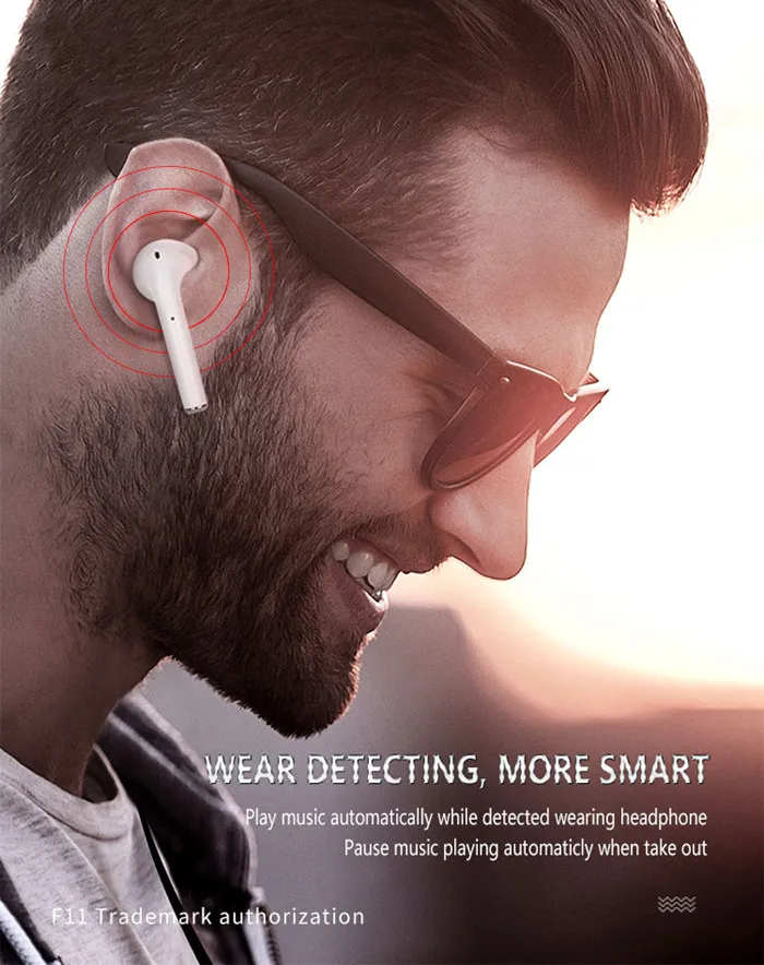 F11-T2S touch control auto connection truly wireless twins ear pods with charger case - ANKUX.COM