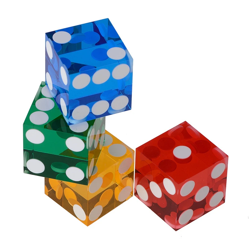 19mm straight corner 6 sided transparent color acrylic dot dice plastic casino dice, Muti-color
19mm straight corner 6 sided transparent color acrylic dot dice plastic casino dice, Muti-color