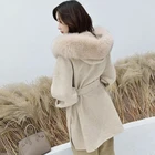 Custom Woolen Winter Slim Fit Overcoat Double Sided Women Wool Coat Real Fox Fur Collar Cashmere Coat