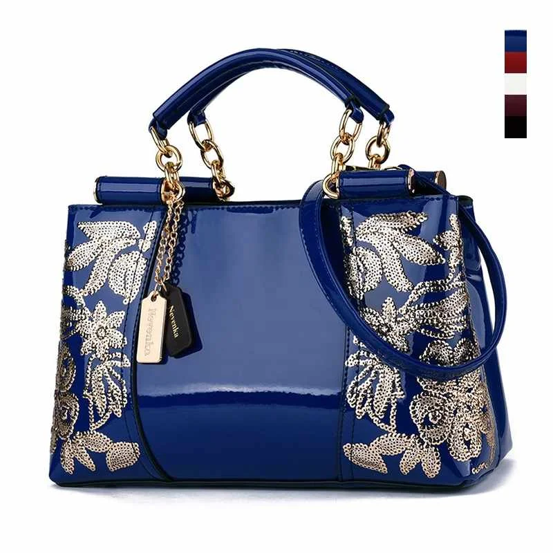 Ladies Floral Embroidery Handbag, PU Leather Handbag Tote bag, Luxury Handbag for Woman 2020, Golden, deep blue, wine-red, black
Ladies Floral Embroidery Handbag, PU Leather Handbag Tote bag, Luxury Handbag for Woman 2020, Golden, deep blue, wine-red, black