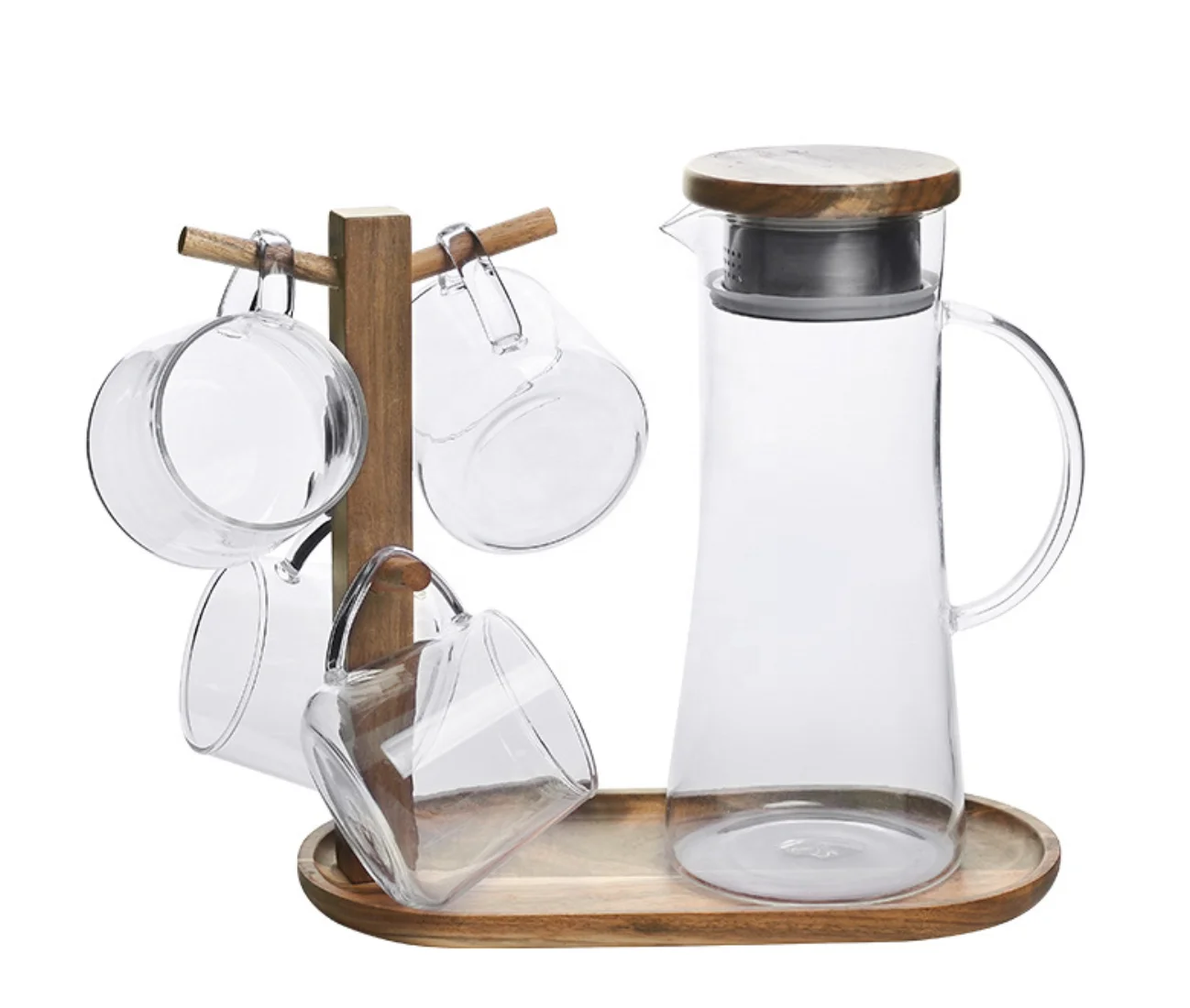 New Style Heat-resistant Glass Water Carafe Water Pitcher Set with Filter Lid and Cups
New Style Heat-resistant Glass Water Carafe Water Pitcher Set with Filter Lid and Cups