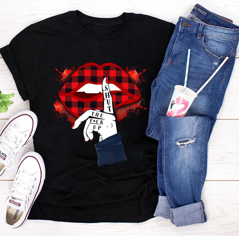 2021 Women Casual O Neck Short Sleeve Shut The Fuc k Up Girly Sexy Lips Mouth Red Lipstick Sassy Moody Print Ladies Tops T Shirt
2021 Women Casual O Neck Short Sleeve Shut The Fuc k Up Girly Sexy Lips Mouth Red Lipstick Sassy Moody Print Ladies Tops T Shirt