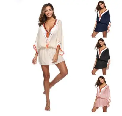 V Neck Bat Sleeve Female Beach Mini Dress Polyester A Line Summer Dresses Solid Color Half Sleeves Robe Femme Vestidos, Pictures
V Neck Bat Sleeve Female Beach Mini Dress Polyester A Line Summer Dresses Solid Color Half Sleeves Robe Femme Vestidos, Pictures
