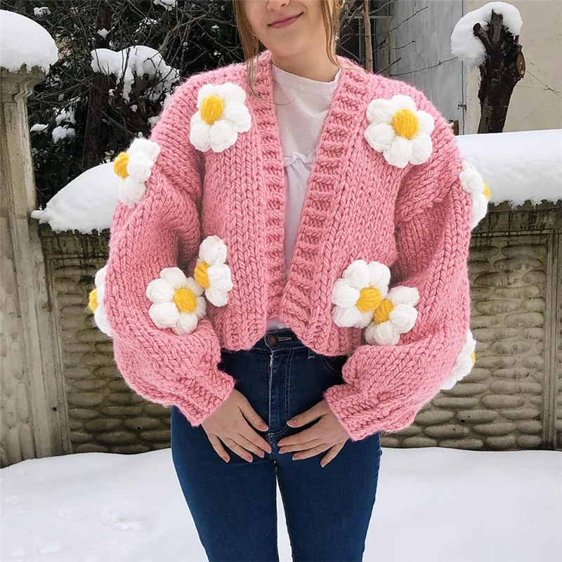 High Quality Women's Round Neck Lantern Sleeve Knit Cardigan Short Sweater For Fall Women, Pink
High Quality Women's Round Neck Lantern Sleeve Knit Cardigan Short Sweater For Fall Women, Pink