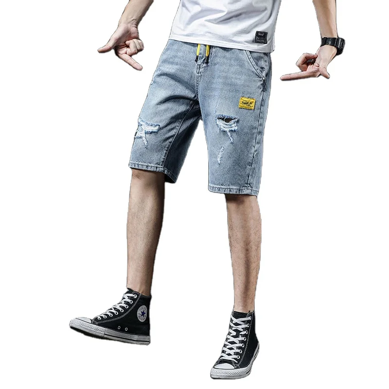 2021 Men casual track short denim summer elastic waist breathable embroidery straight mens trousers ripped skinny jean shorts
2021 Men casual track short denim summer elastic waist breathable embroidery straight mens trousers ripped skinny jean shorts