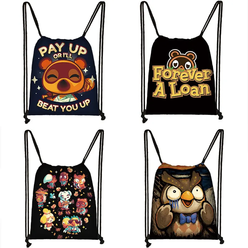 Animal Crossing Backpack Tom Nook Tarantula Island Travel Bags Women Men Canvas Drawstring Bag Portable Storage Bags, Customized color
Animal Crossing Backpack Tom Nook Tarantula Island Travel Bags Women Men Canvas Drawstring Bag Portable Storage Bags, Customized color