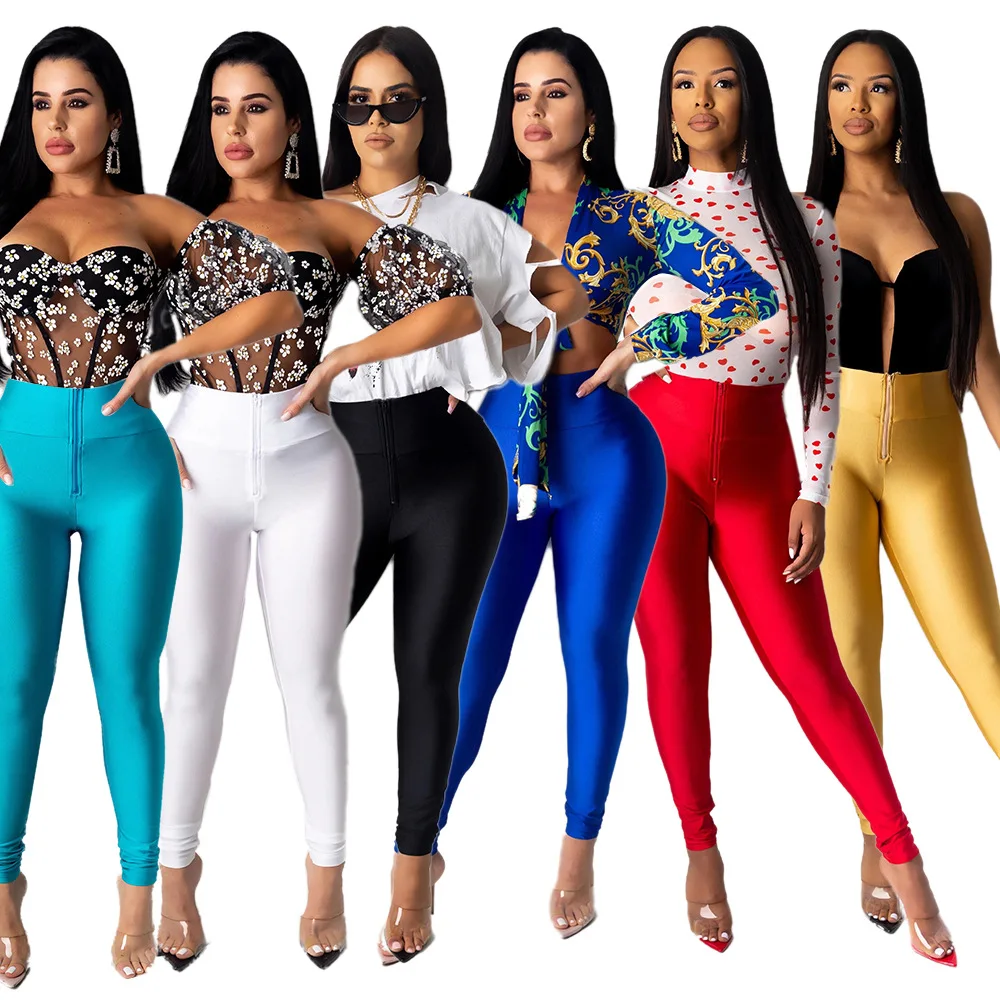 Modern Style Women Pencil Pants High Waist Sports Leggings Zipper Decoration Ladies Long Trousers, White, black, blue, orange, light blue, gold
Modern Style Women Pencil Pants High Waist Sports Leggings Zipper Decoration Ladies Long Trousers, White, black, blue, orange, light blue, gold