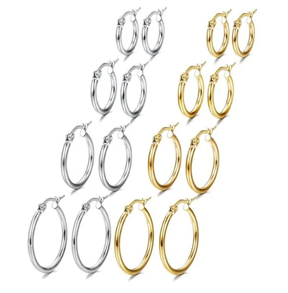 18k Gold Plated Stainless Steel fashion personality Hoop Earrings Women Nickel Free Hook Earring
18k Gold Plated Stainless Steel fashion personality Hoop Earrings Women Nickel Free Hook Earring