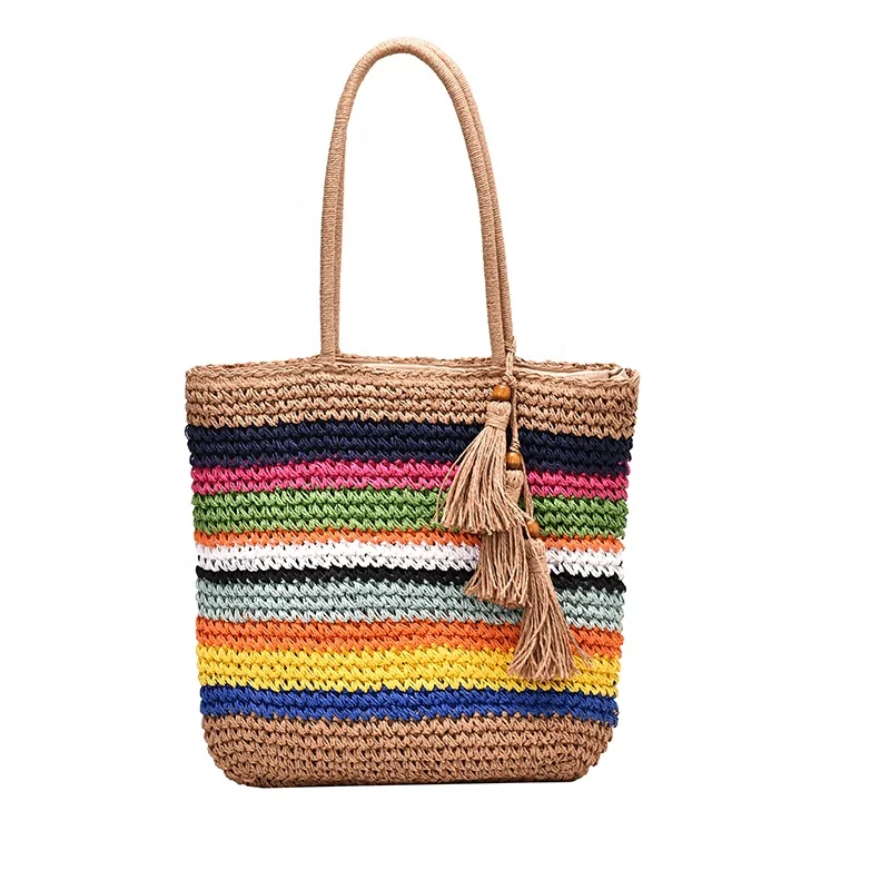 Wholesale 2020 women summer natural colorful raffia straw bag tassels straw beach tote bag, Picture
Wholesale 2020 women summer natural colorful raffia straw bag tassels straw beach tote bag, Picture