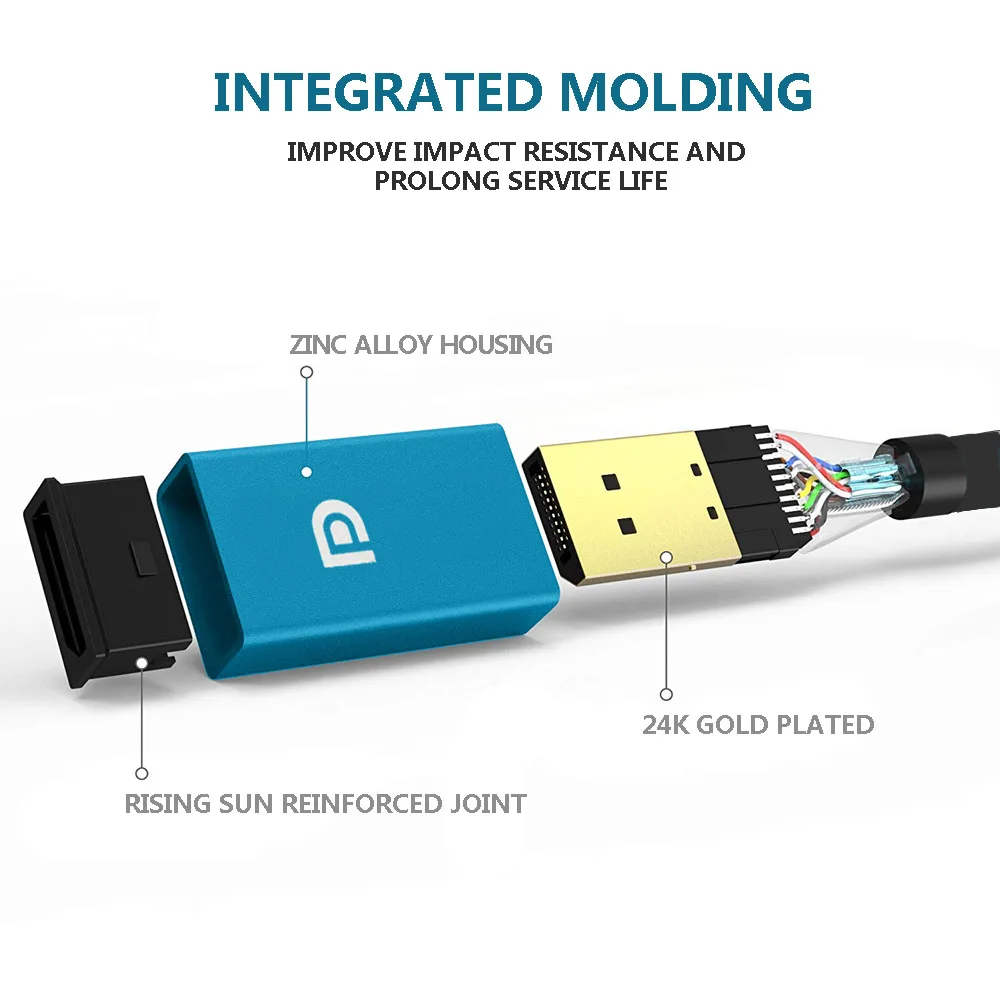 RISING SUN 1.8 Meters Gold Plated HDCP 2.2 3D 8K Resolution DisplayPort DP 1.4 to DP Cable - ANKUX.COM