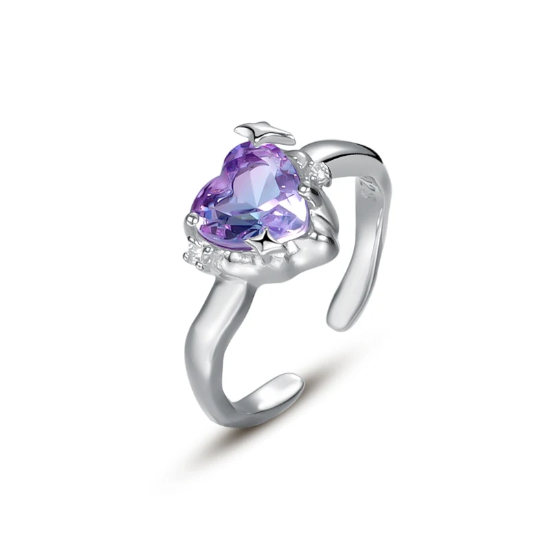 New Arrivals Dainty Zircon Stone Rings Adjustable 925 Sterling Silver Big Purple Heart Ring for women
New Arrivals Dainty Zircon Stone Rings Adjustable 925 Sterling Silver Big Purple Heart Ring for women