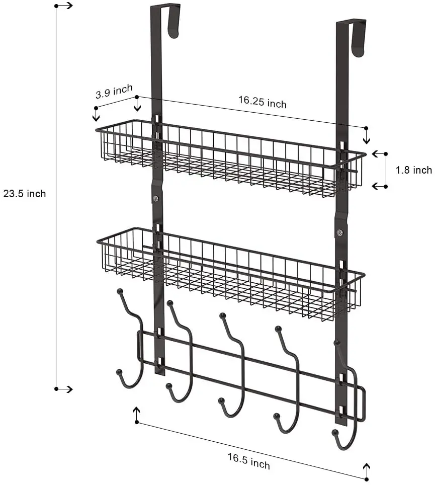 Office Home Storage Metal Clothes Towel Jewelry Wall Over The Door Hanging Organizer with Hooks Shelf Perfume Basket Holders, Silver/black
Office Home Storage Metal Clothes Towel Jewelry Wall Over The Door Hanging Organizer with Hooks Shelf Perfume Basket Holders, Silver/black