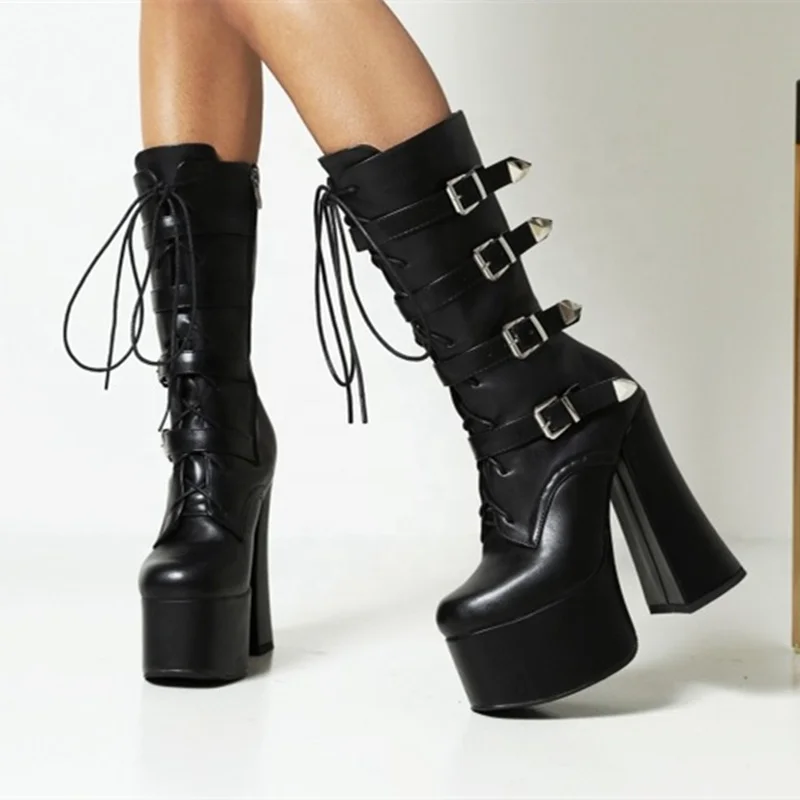Metal Buckle Designer Shoes Comfortable Chunky Heel Platform Women's Boots Side Zip Black Calf Booty Customized Big Size 46
Metal Buckle Designer Shoes Comfortable Chunky Heel Platform Women's Boots Side Zip Black Calf Booty Customized Big Size 46