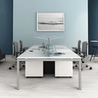 Melamine desktop office table linear 6 person office work station