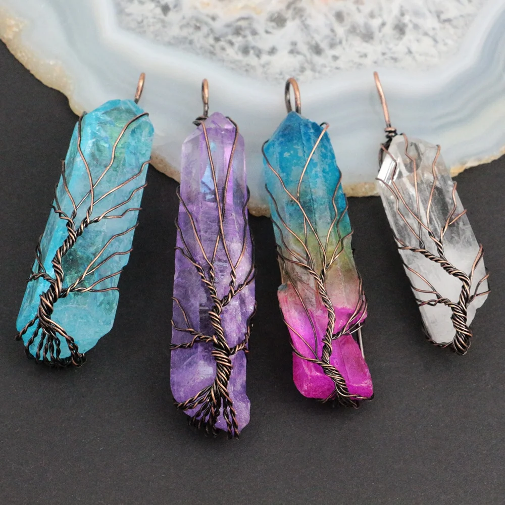 BD-T091 2020 Hot selling Natural crystal Pendant With Wire Wrapped Tree Of Life Design Quartz Pendant For Women Jewelry, As picture
BD-T091 2020 Hot selling Natural crystal Pendant With Wire Wrapped Tree Of Life Design Quartz Pendant For Women Jewelry, As picture