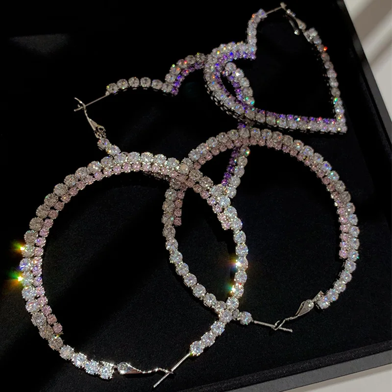 Hip Hop Jewelry Gold Purple Crystal Big Circle Hoop Earrings 925 Sterling Silver Heart Shape Crystal Drop Earrings For Party
Hip Hop Jewelry Gold Purple Crystal Big Circle Hoop Earrings 925 Sterling Silver Heart Shape Crystal Drop Earrings For Party