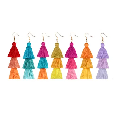 New Arrival Popular Bohemia Design Multilayer Rainbow Color Rope Tassel Pendant Handmade Earrings For Girls Women, Picture
New Arrival Popular Bohemia Design Multilayer Rainbow Color Rope Tassel Pendant Handmade Earrings For Girls Women, Picture