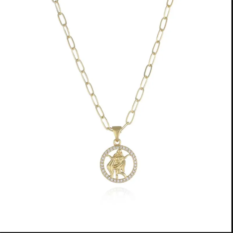 stylish 12 zodiac symbol diamond pendant copper brass gold necklace for woman girl Jewelry Gifts
stylish 12 zodiac symbol diamond pendant copper brass gold necklace for woman girl Jewelry Gifts